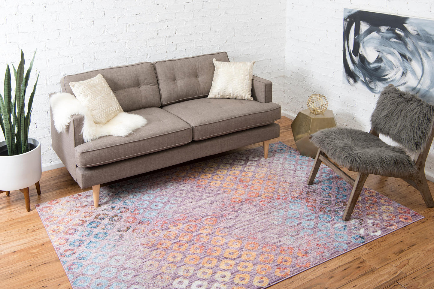 Devan - Rainbow Square Pattern Rug