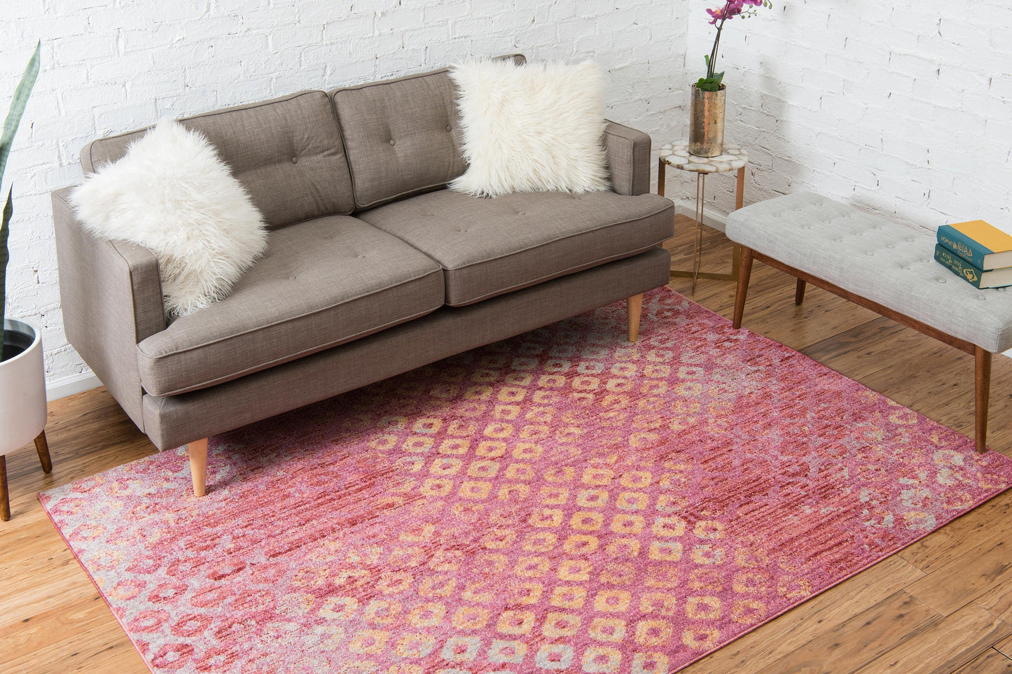 Devan - Rainbow Square Pattern Rug